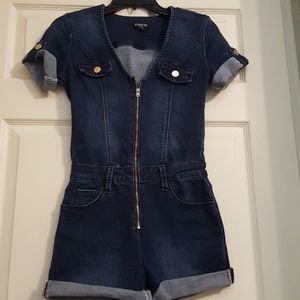 Bebe dark denim romper